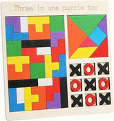 3 in 1 Puzzle Set Tangram, Xo & Intelligence Puzzle - EKT3814